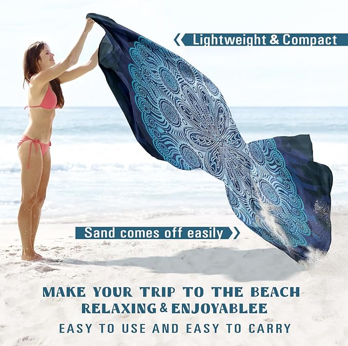 Beach Blanket Sandproof Waterproof 78''×81'' 1-5 Adults Oversized,Compact Lightweight Durable Beach Mat for Travel Camping Hiking Picnic Blanket