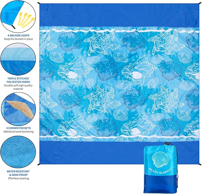 AISPARKY Beach Blanket Waterproof Sandproof Extra Large Beach Mat Quick Drying Outdoor Picnic Durable Portable Blanket for Travel Camping Hiking Beach Festival Picnic