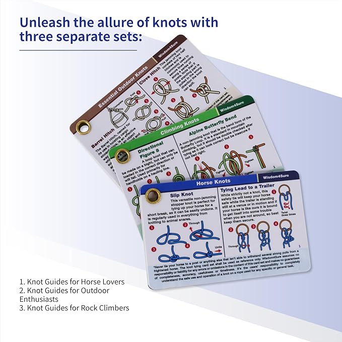 Harrison Howard Wisdom4Sure Comprehensive Knot Card Collection Horse, Outdoor, and Climbing Knots Card Set Waterproof Knot Tying Cards Ultimate Knot Guides