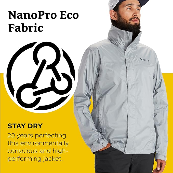 MARMOT Men's Precip Eco Waterproof Rain Jacket - 100% Recycled, Breathable, Lightweight, Packable Raincoat