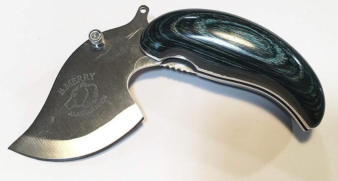 Made in Alaska Dymondwood Ulu Pocket Knife Folding - Blue