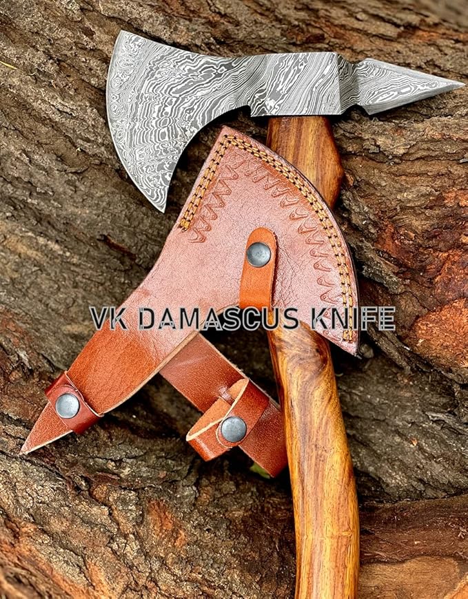 Hatchet Axe, Damascus Axe with Sheath, Tomahawk Axe, Thowing Axe for Wood Cutting, 16 Inch Camping Hatchet with Sheath Ax-2217