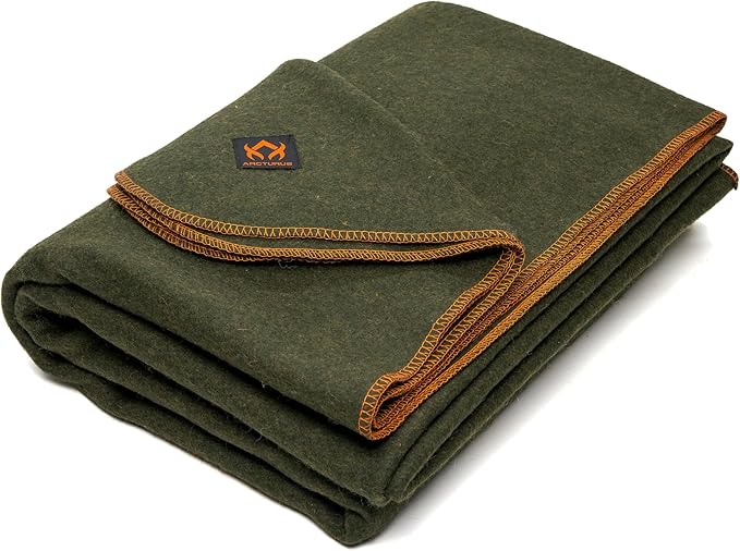 Arcturus Military Wool Blanket - Warm, Thick, Washable - Great for Outdoors, Camping, Stadium Blanket, Picnics, Travel - Car & Bushcraft Survival Kits, Large 64in x 88in 4.5 lb