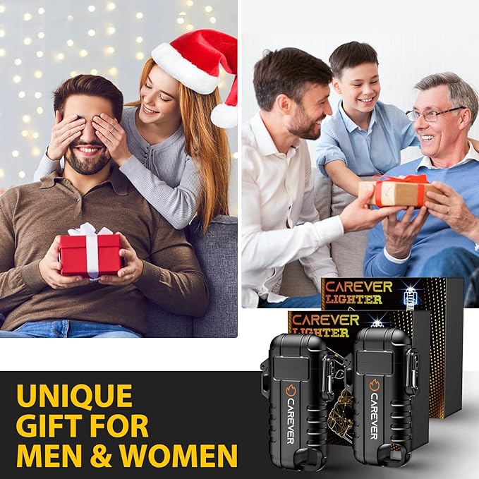 Electric USB Lighters Gifts for Men 2 Pack - 360 Flexible Waterproof Stocking Stuffers Gifts for Christmas White Elephant Adults Him Dad Women Husband Boy - Plasma Arc Camping Hiking Survival Outdoor