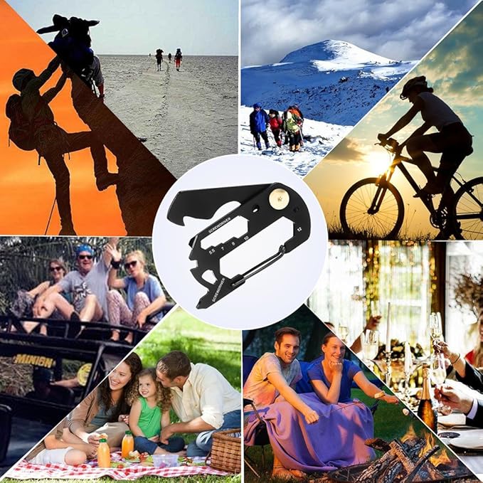 EDC Multifunction Keychain Pocket Tool,Stainless Steel Multi-Purpose Carabiner with Bottle Opener, Wrench, Screw Driver, etc.