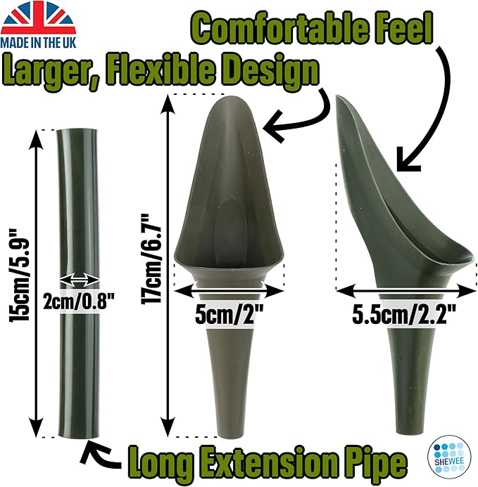 SHEWEE Flexi – The Original Female Urinal – Made in The UK – Reusable, Flexible & Portable Urination Device. Festival, Camping, Car, Hiking Essentials for Women. Stand to Pee Funnel W/Extension Pipe