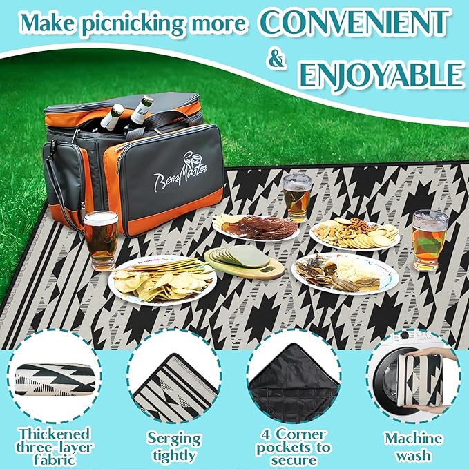 Boho Picnic Blanket Waterproof Foldable Extra Large Picnic Mat Beach Blanket 60"x80" for Camping Beach Hiking Patio Party Outdoor Decor Gifts