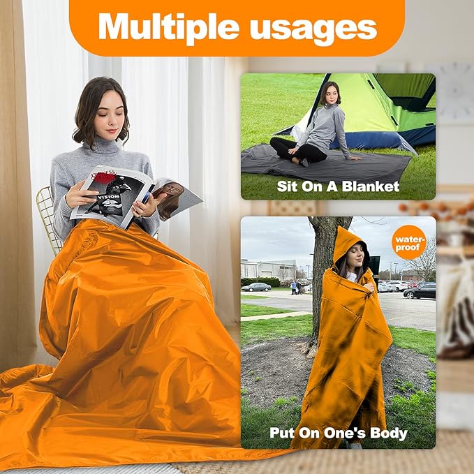 DOBYE Hooded Stadium Blanket, Large Waterproof Outdoor Fleece Blanket, Windproof Wearable Portable Warm Mat for Camping