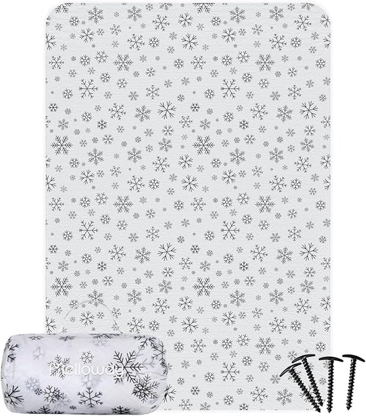 Mellowdy Companion Outdoor Printing Blanket - Waterproof, Wind-resistant, Warm, Utility Blanket for Camping, Picnic, Stadium, Beach, Gameday, Travel, Foldable with Carrying Bag (Snowflakes,55x80 inch)