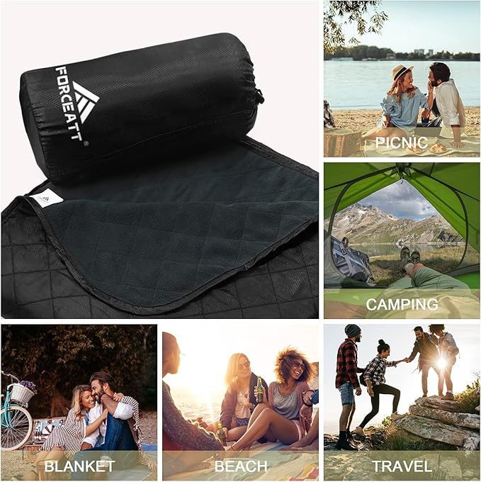Forceatt Camping Blanket, 79" X 57" Large Outdoor Blanket, Sandproof, Waterproof for Outdoor Festivals, Beaches, Picnics, Stadium,Camping, Parks, Hiking, Travel, Family Suitable for 4 Seasons.