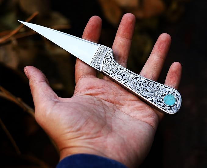KNI-3142 Custom Handmade D2 Steel Knife with Leather Sheath 3D Engraved