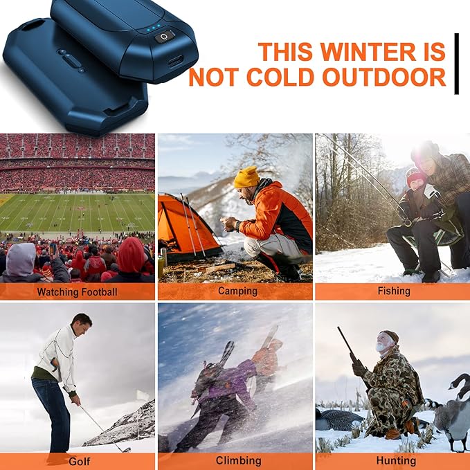 2 Pack Hand Warmers Rechargeable, Electric Hand Warmer Reusable, USB Handwarmers,Outdoor/Indoor/Golf/Camping/Hunting/Pain Relief/Watch Football/Baseball/Warm Gifts for Men Women Kid Birthday Christmas