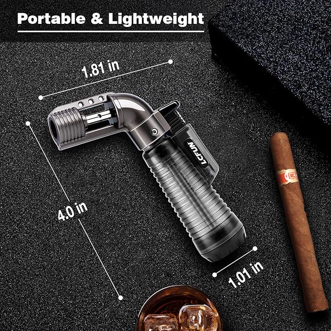 LcFun Torch Lighter 2 Pack Refillable Gas Butane Lighter Windproof Flame Lighter Single Jet Lighters Butane Torch Lighter for Candle, Campfire, Outdoor Fire Pit, Grill, Camping -Butane NOT Included