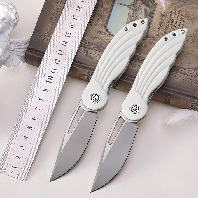 Petrified fish PFE06 Nightingale,3.07" 14C28N Blade,87g G10 Handle Front Flipper Liner lock Folding knife (Yellow)