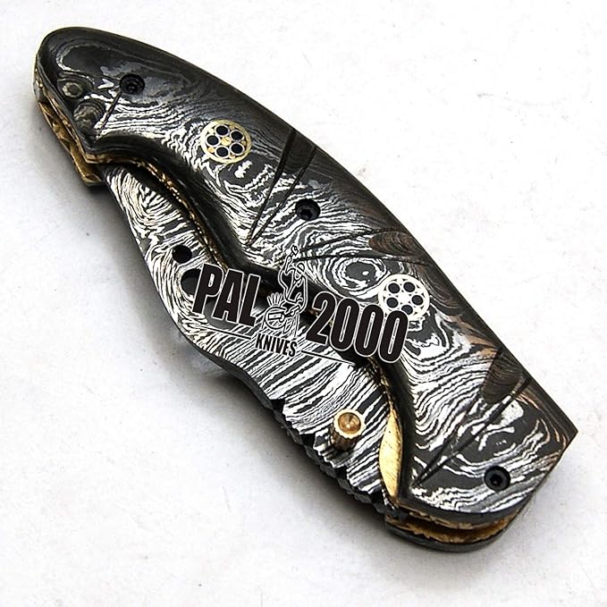 FP-9491 Handmade Damascus Steel Folding Pocket Knife With Sheath