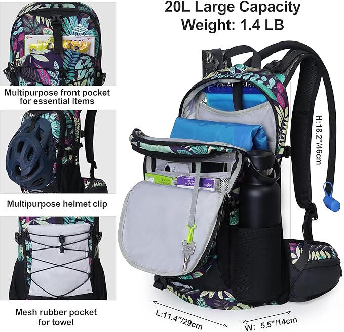 Hydration Backpack with 2L Water Bladder, Water Backpack, Insulated Hiking Backpack for Hiking Cycling Climbing Skiing