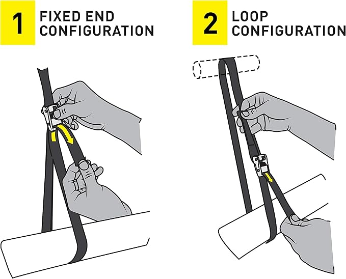 Nite Ize Dual CamJam Tie Down System - Durable Tie Down Strap for Camping Accessories & Moving Supplies - Strap with Zinc Alloy Buckle - Fits Standard 1" Webbing