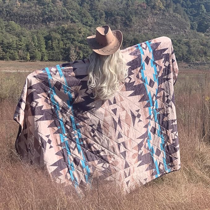 HORIMOTE HOME Outdoor Waterproof Camping Blanket, Extra Thick Flannel Fleece Warm for Cold Weather, Windproof Aztec Blankets Foldable for Stadium Picnic Dog Pet Car(Dakota)