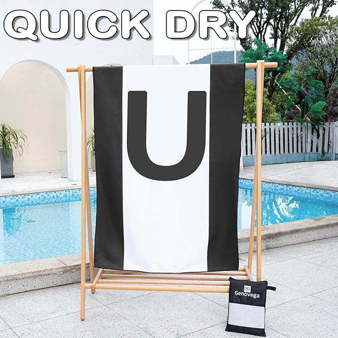 Genovega Oversized Monogrammed Microfiber Beach Towels Sandproof Compact for Men Women