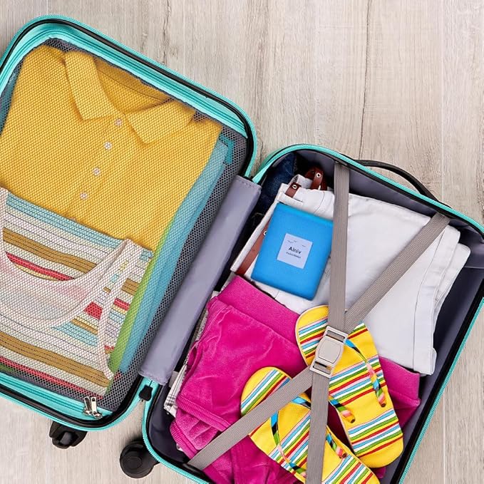 Ainiv Picnic Blanket, Mini Pocket Beach Mat 43.3 x 55.1IN (2-3 People) Foldable, Lightweight Waterproof Sand Free, Foldable Thin Ground Sheet for Outdoor Camping Hiking Travel - with Hand Strap