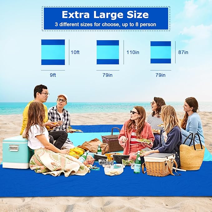 Gorich Beach Blanket Sandproof Waterproof, Extra Large Sand Free Beach Mat Fits up to 8 Adults, Lightweight & Quick Drying Picnic Mat for Outdoor Beach Travel Camping Hiking