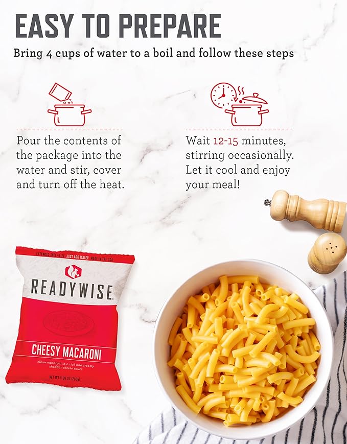 READYWISE 84-Serving Breakfast & Entrée Emergency Food Bucket, Premade Freeze Dried Meals for Camping, Hiking, 25 Year Shelf Life