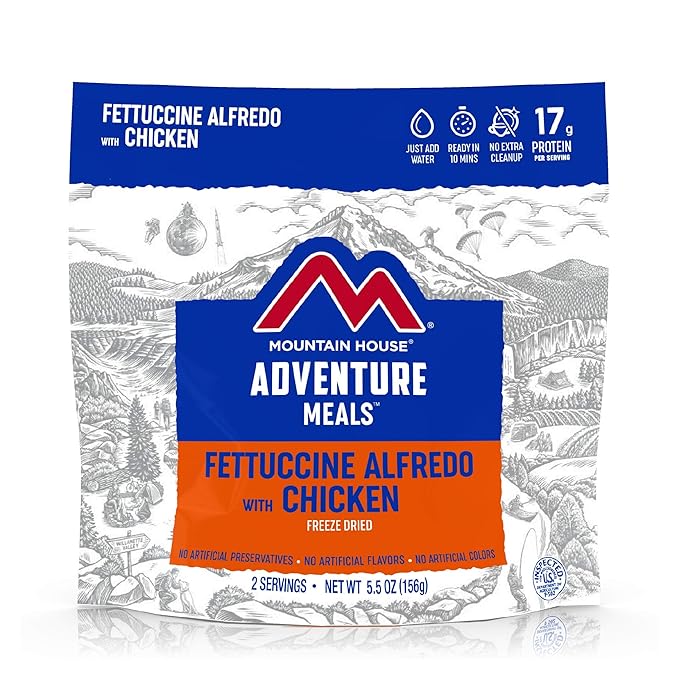Mountain House Pad Thai with Chicken | Freeze Dried Backpacking & Camping Food |2 Servings | Gluten-Free & Fettuccine Alfredo with Chicken | Freeze Dried Backpacking & Camping Food | 2-Servings