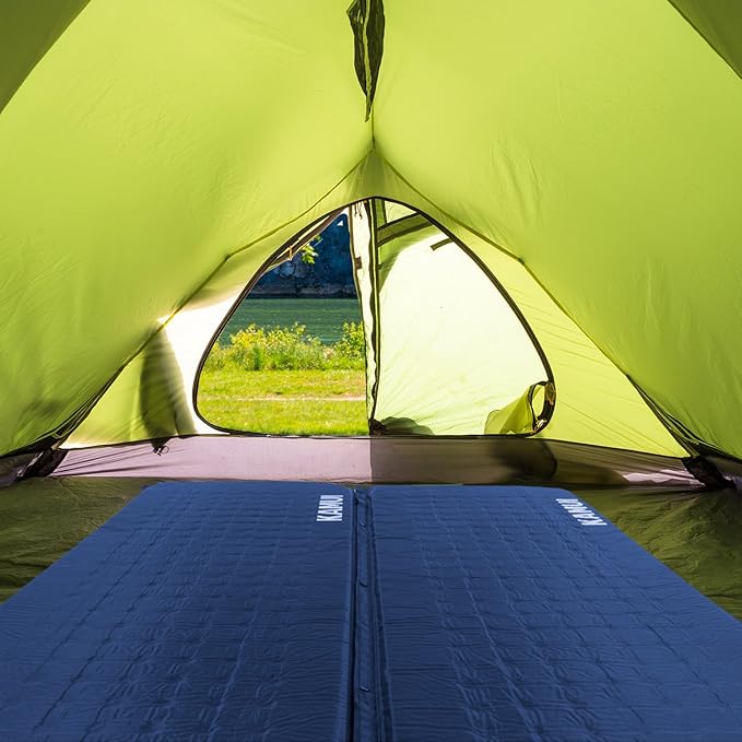 KAMUI Self Inflating Sleeping Pad - 2 Inch Thick Camping Pad Connectable with Multiple Mats for Tent and Family Camping (Blue)