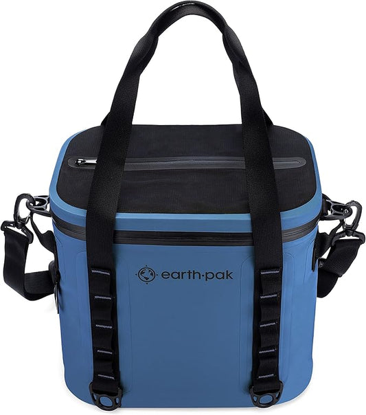 Earth Pak Heavy Duty Waterproof 20-Can Soft Cooler Bag for Camping, Kayaking, Beach Trips - Mesh Bag Insert Included