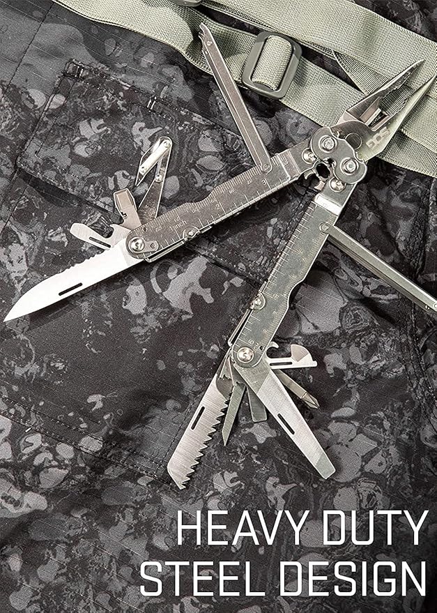 SOG Multitool - Powerlock Heavy Duty Multitool Pliers, Electrician Wire Cutter Multi Tool w/Ballistic Nylon Multitool Sheath with Clip (S62N-CP)