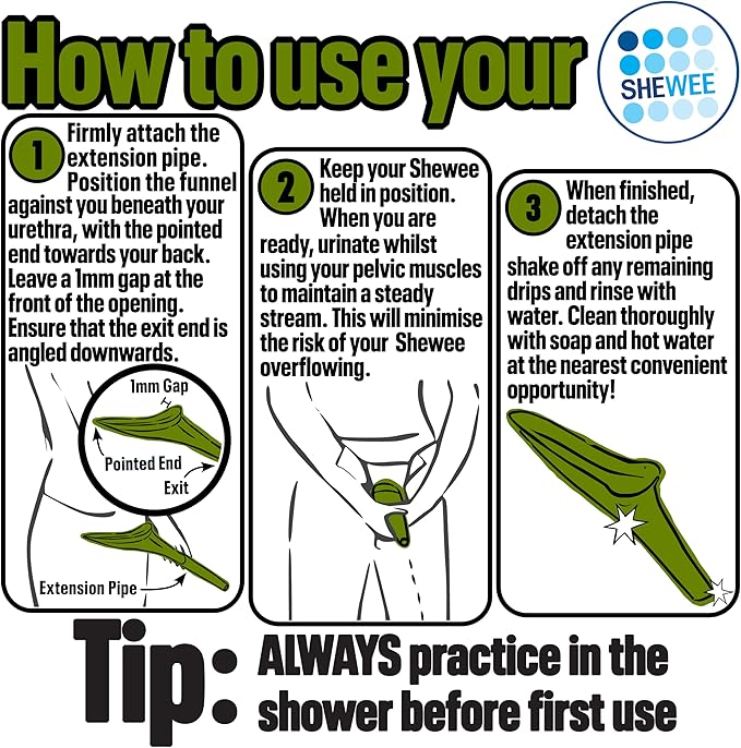 SHEWEE Flexi – The Original Female Urinal – Made in The UK – Reusable, Flexible & Portable Urination Device. Festival, Camping, Car, Hiking Essentials for Women. Stand to Pee Funnel W/Extension Pipe