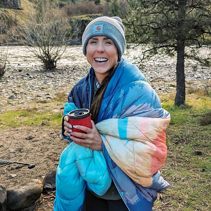 Camping Blanket,Lightweight Down Alternative Puffy Printed Camping Blanket Packable Outdoor Blanket for Camping,Traveling, Stadium, Hiking, Picnics