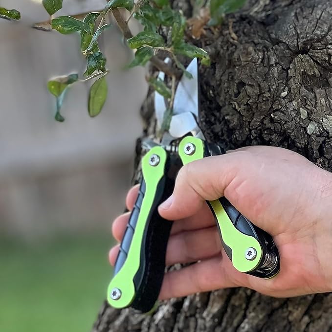 AccuSharp Hand Pruners, Stainless Steel Pruning Shears, 10-in-1 Multipurpose Garden Clippers with Screwdriver, Saw, Knife, Ruler & More, Compact Garden Shears for Gardening, Camping & Survival Tools