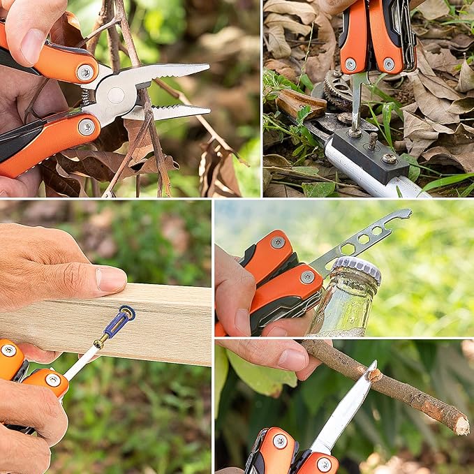 Dad Birthday Gift, Multi Tool, Multitool, Fathers Gifts, Pocket Knife, Multitool Pliers, Camping Knife with Holster and Nylon Sheath for Outdoor, Fishing, Hunting, Hiking by WIWUE GUO