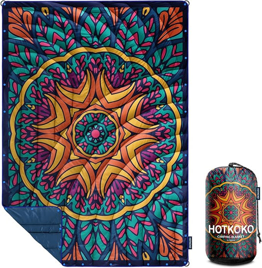 Camping Blanket,Lightweight Down Alternative Puffy Printed Camping Blanket Packable Outdoor Blanket for Camping,Traveling, Stadium, Hiking, Picnics