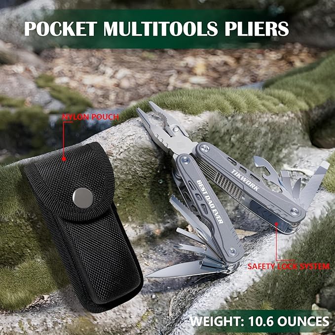 Fathers Day Dad Gifts from Daughter Son,24-in-1 Multi tool "BEST DAD EVER" Christmas Birthday Gifts,Survival Tools for Climbing,Camping,Cycling,Hunting