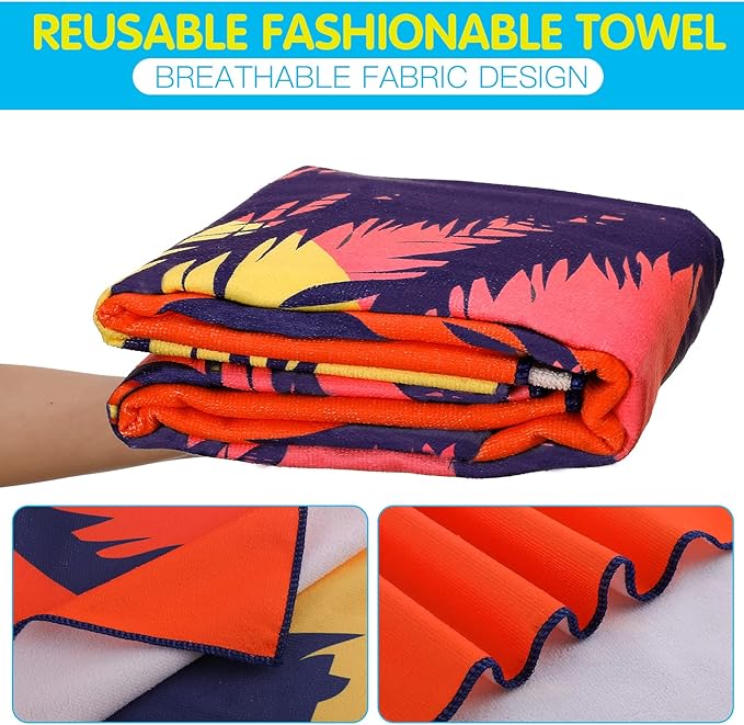 Haull 4 Pack Soft Oversized Microfiber Beach Towel Set Extra Large Pool Bath Towels Absorbent Quick Drying Camping Towel Bulk Beach Accessories for Swimming Beach (75 x 35 Inch, Simple)