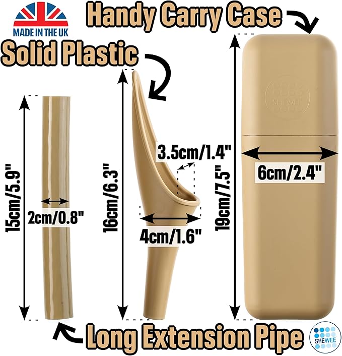 SHEWEE Extreme Female Urinal – UK Made Reusable Pee Funnel, Travel Essential Camping Accessories Festival Essential, Stand to Pee Female Urination Device