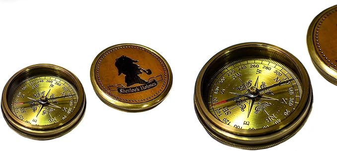 Sailor's Art Pocket Compass | Camping Travelling Equipment | Boat Brass Chain Compass with a Beautiful Quote| Nautical Navy Directional Compass | Table Top