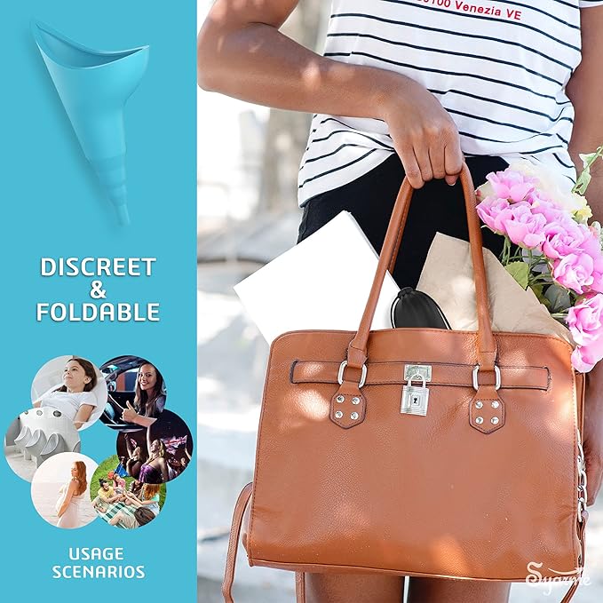 Female Urination Device,Portable Reusable Urinal Funnel with Extension Tube,Small Folding Storage,Suitable for Travel, Festivals, Camping,Traffic Jams,Etc,Includes Waterproof Bag,Waterproof Cup