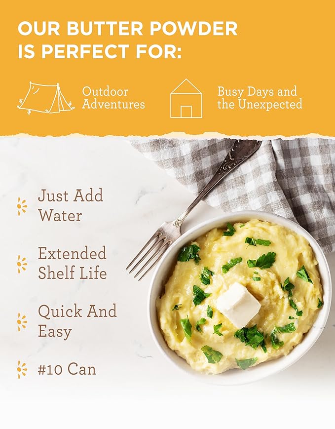 READYWISE - Simple Kitchen, Butter Powder, 204 Servings, Long Term Food Supply, Canned Butter, Baking Supplies, Survival Food, Camping Meals, 10 Can Powdered Butter, Dry Butter for Pantry