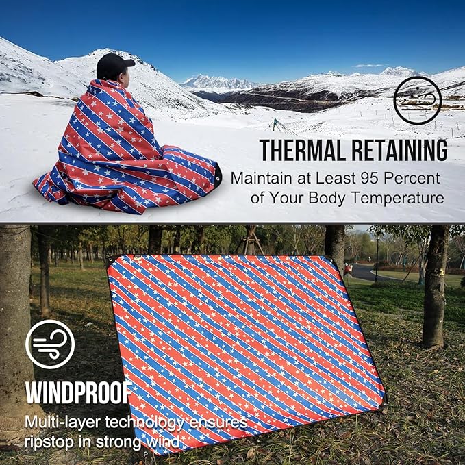 LYN Heavy Duty Emergency Blanket Survival Gear Waterproof Insulated Blanket Emergency Tarp for Camping, Hiking, Bushcraft