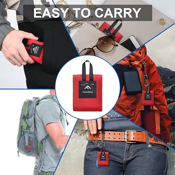 Ainiv Picnic Blanket, Mini Pocket Beach Mat 27.5 x 43.3IN (1-2 People) Foldable, Lightweight Waterproof Sand Free, Foldable Thin Ground Sheet for Outdoor Camping Hiking Travel - with Hand Strap