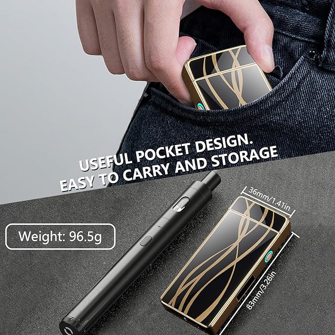Electric Lighters Windproof & Flameless with USB Rechargeable Plasma Arc Lighter with Safety Switch Lighters for Camping, Hiking, Outdoor Activities(Streamline)
