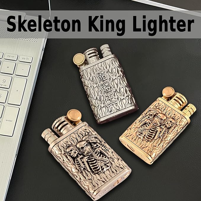 Cool Embossed Design Kerosene Wheel Lighter Refillable Eco-Friendly, Vintage Dazzling & Ultra-Cool, Unique for Men Candles Gift Camping BBQ (No Kerosene) (9#)