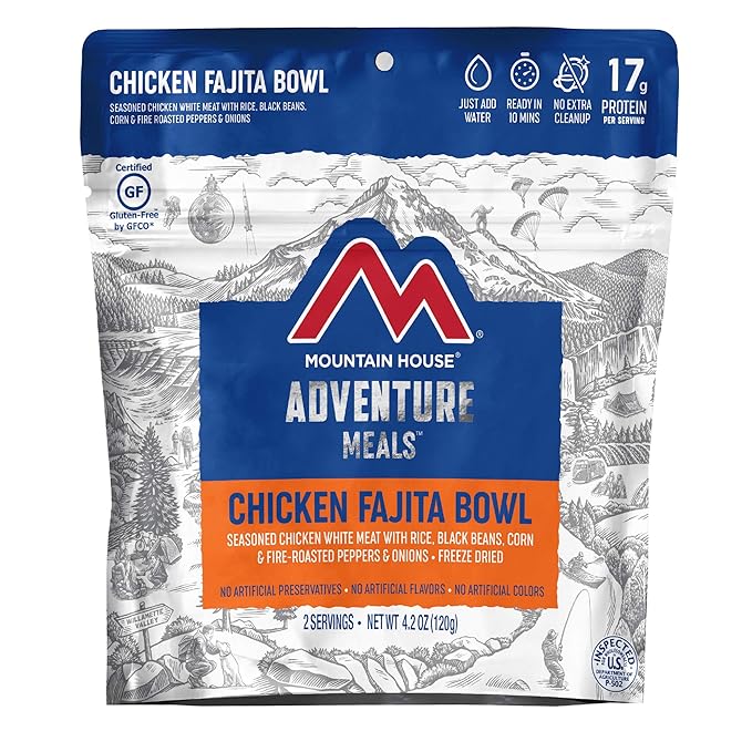 Mountain House Pad Thai with Chicken | Freeze Dried Backpacking & Camping Food |2 Servings | Gluten-Free and Mountain House Chicken Fajita Bowl | Freeze Dried Backpacking & Camping Food | 2 Servings | Gluten-Free