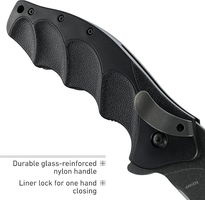 CRKT Foresight EDC Assisted Folding Pocket Knife: Urban Everyday Carry, Black Blade, IKBS Ball Bearing Pivot, Liner Lock, Grooved Glass Reinforced Nylon Handle, Deep Carry Pocket Clip K221KKP