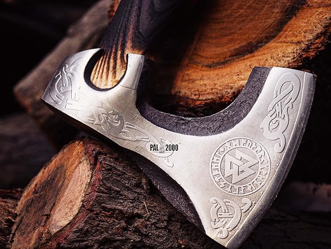 HUN-2062 Custom Handmade Viking Hatchet Axe Carbon Steel Head Bearded Camping Tomahawk Battle Ax with Sheath Ideal Gift for Men