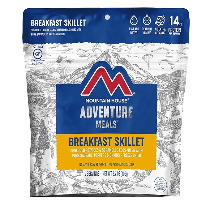 Mountain House Mexican Style Adobo Rice & Chicken, 2-Servings | Gluten-Free & Breakfast Skillet | Freeze Dried Backpacking & Camping Food | 2 Servings | Gluten-Free