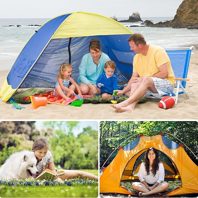 ONTYZZ Sleeping Pad for Camping Ultralight Inflatable Sleeping Pad with Built-in Foot Pump Upgraded Durable Compact Camping Air Pad for Camping Hiking Traveling, Green